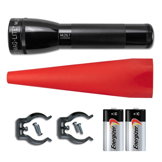 ML25LT-J201G Φακός MAGLITE ML25LT LED μαύρος & KIT ασφαλείας κόκκινο