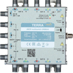 TERRA SRM544T Digital dSCR multiswitch 290-2350 MHz, Terr.5-862MHz, 4(2 pair) outputs, powering from H/V lines, passive DTT path